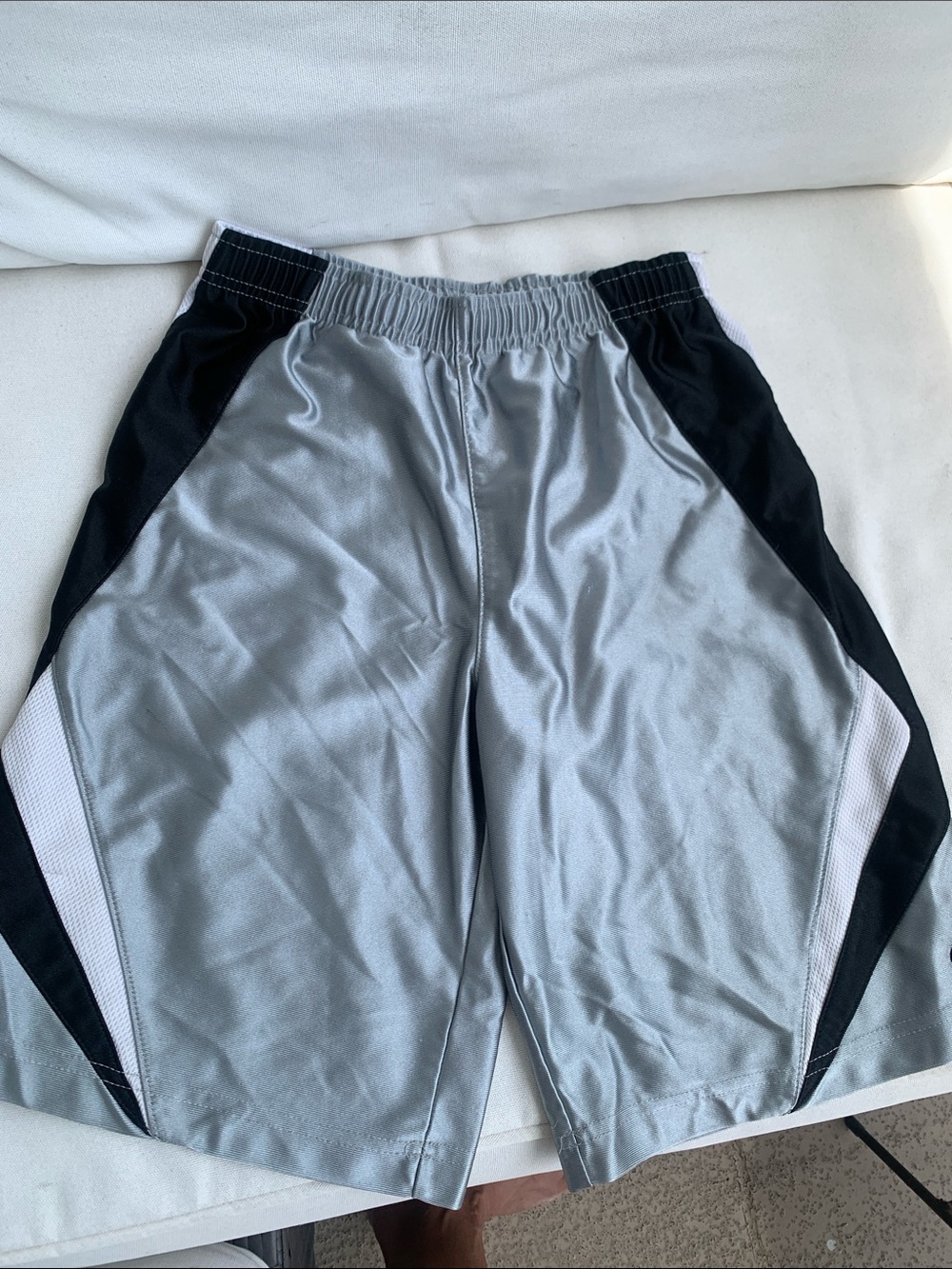 Nike Boys silver Gray Black & White Athletic Shorts Drawstring elasticised waist